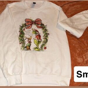 White Christmas Sweatshirt with Grinch Design